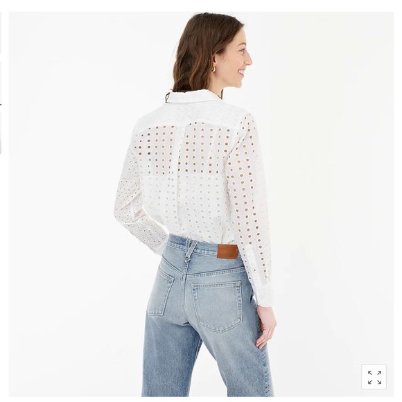 NWT J.Crew Classic-fit shirt eyelet Navy 16 $110 - Picture 2 of 2